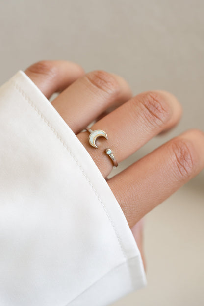 Opal Moon Ring