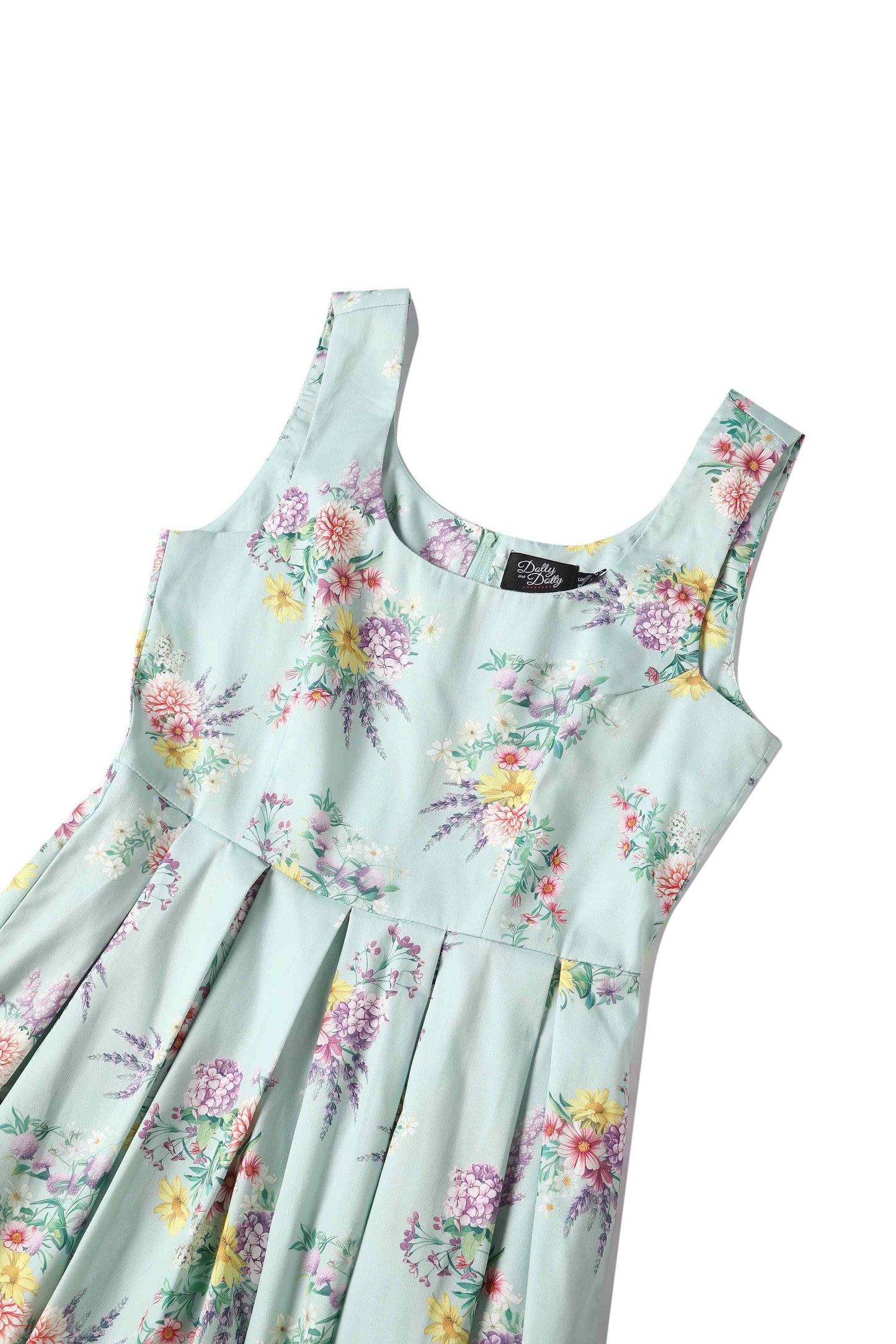 Amanda Pastel Floral Swing Dress In Light Green