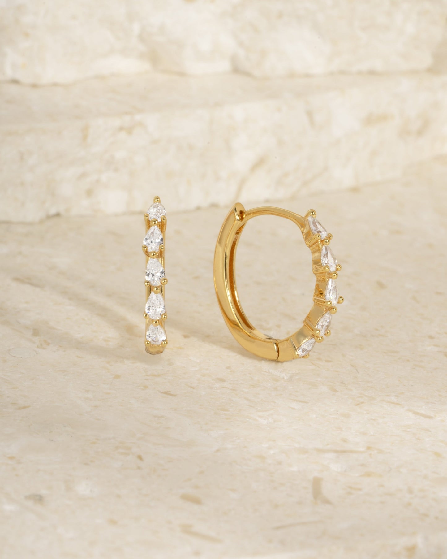Pear Stone Hoops