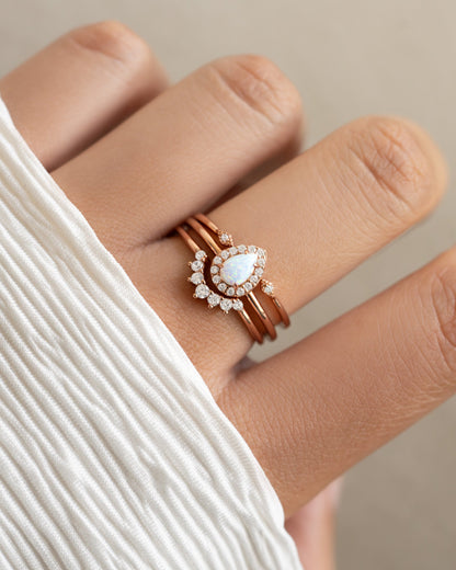 Pear Opal Ring Set