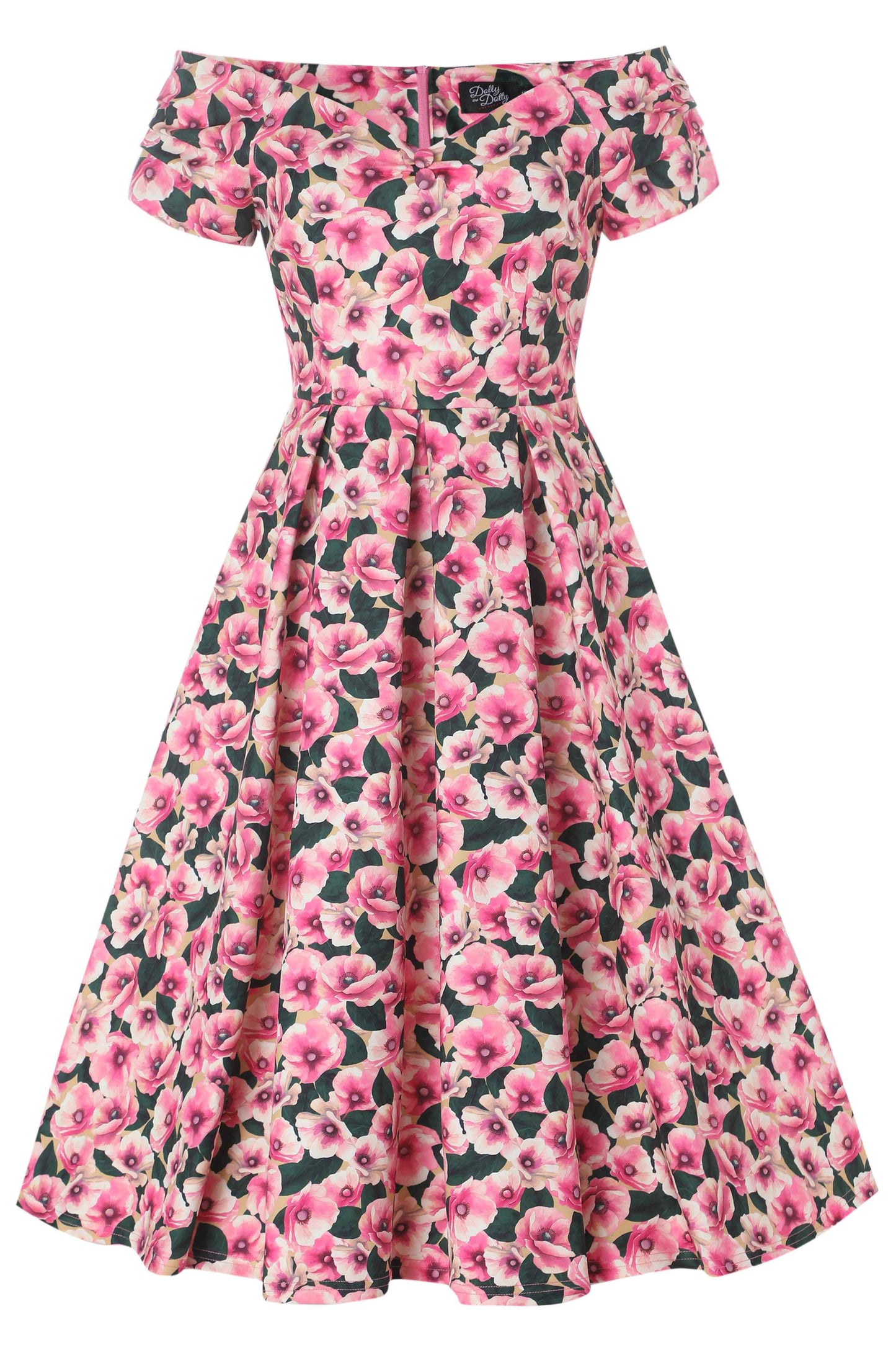 Lily Pink Poppy Off Shoulder Dress