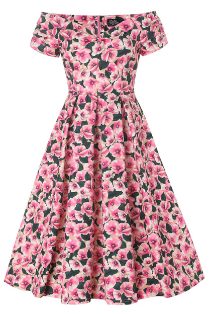 Lily Pink Poppy Off Shoulder Dress