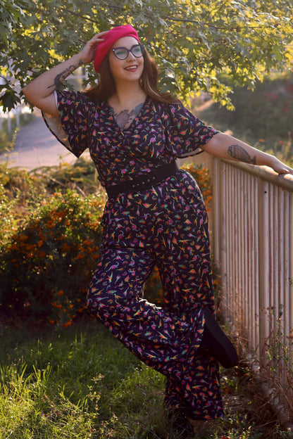Esther Dinosaurs & Rainbow Black Jumpsuit