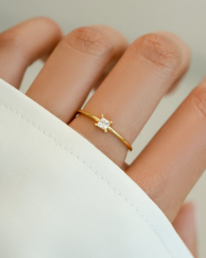Princess Cut Dainty Ring