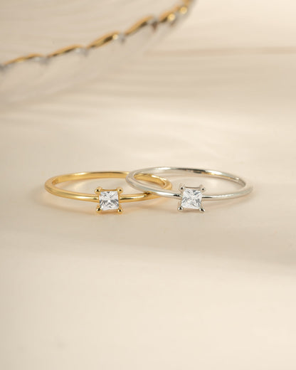 Princess Cut Dainty Ring
