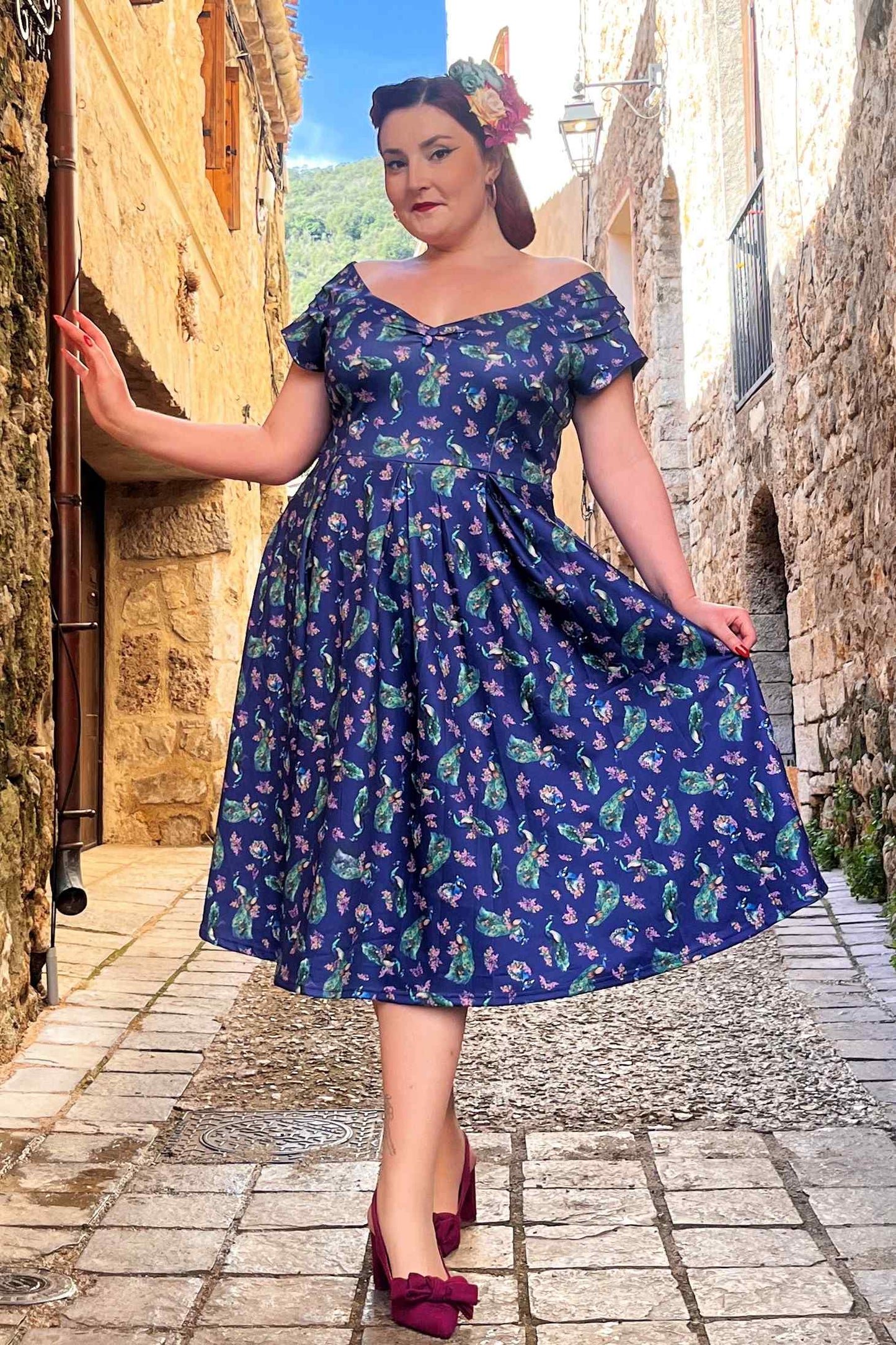 Lily Purple Peacock Circle Dress