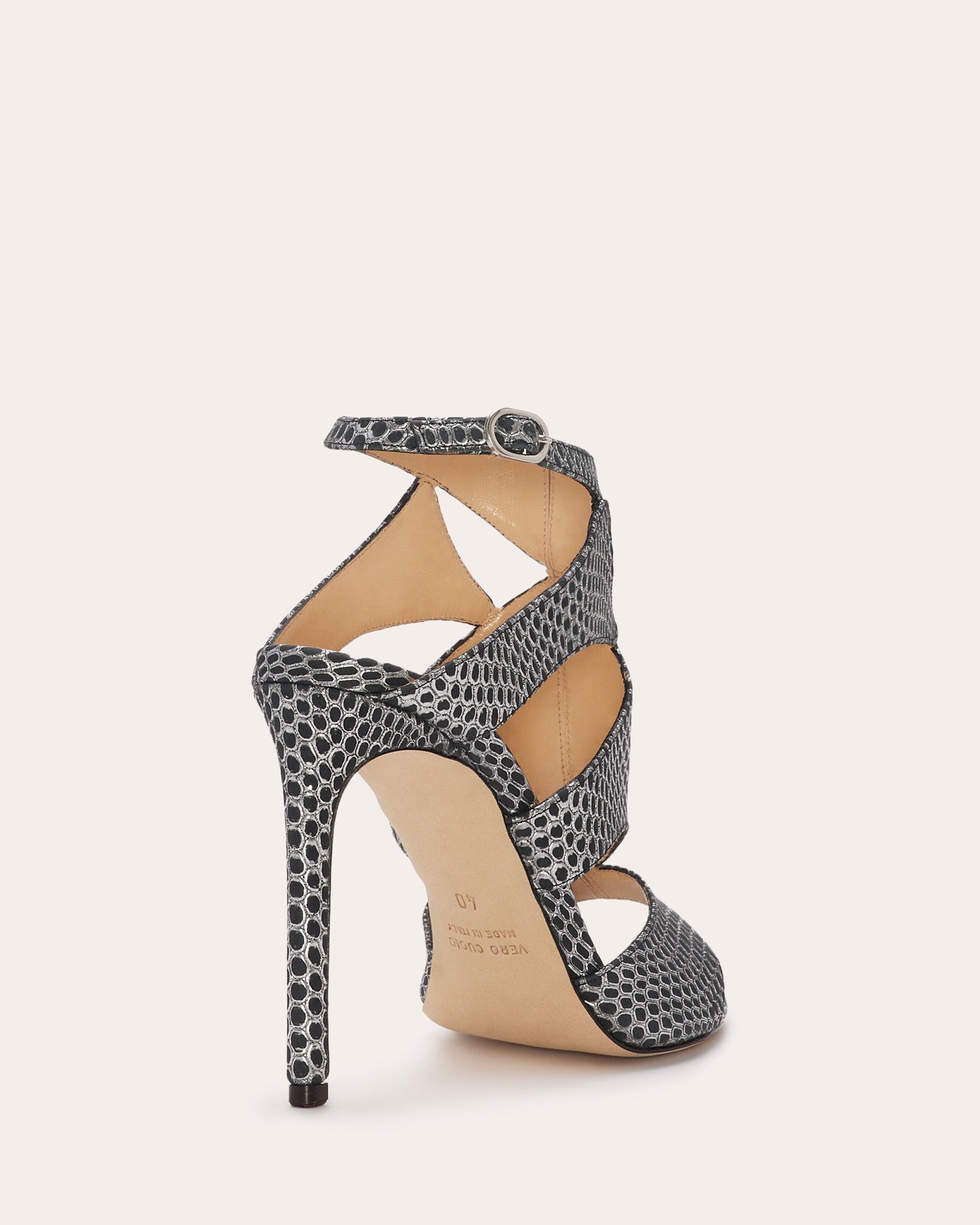 Huzar Cutout Sandals | GUNMETAL SNAKE