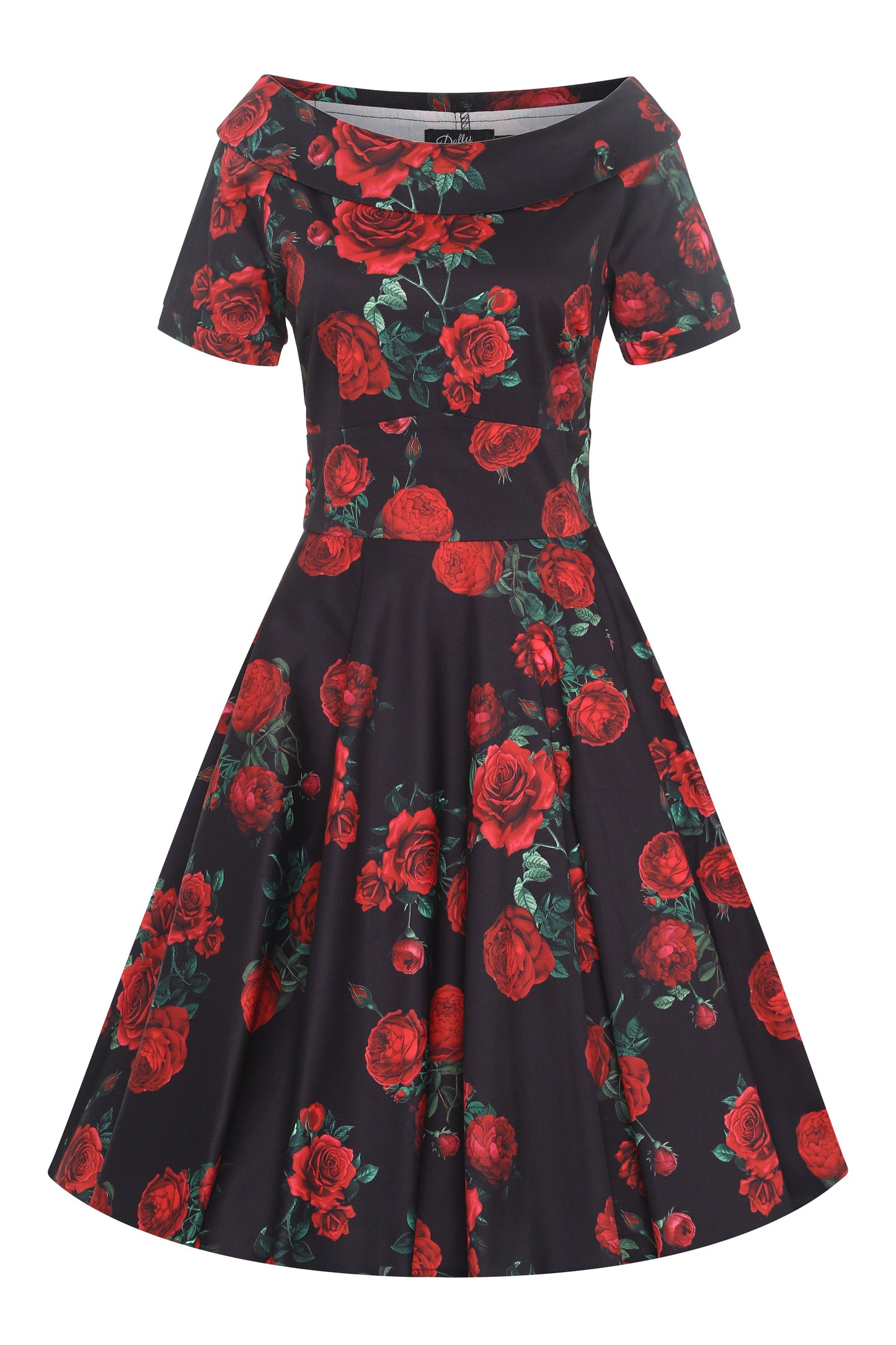 Darlene Red Rose Dress In Black