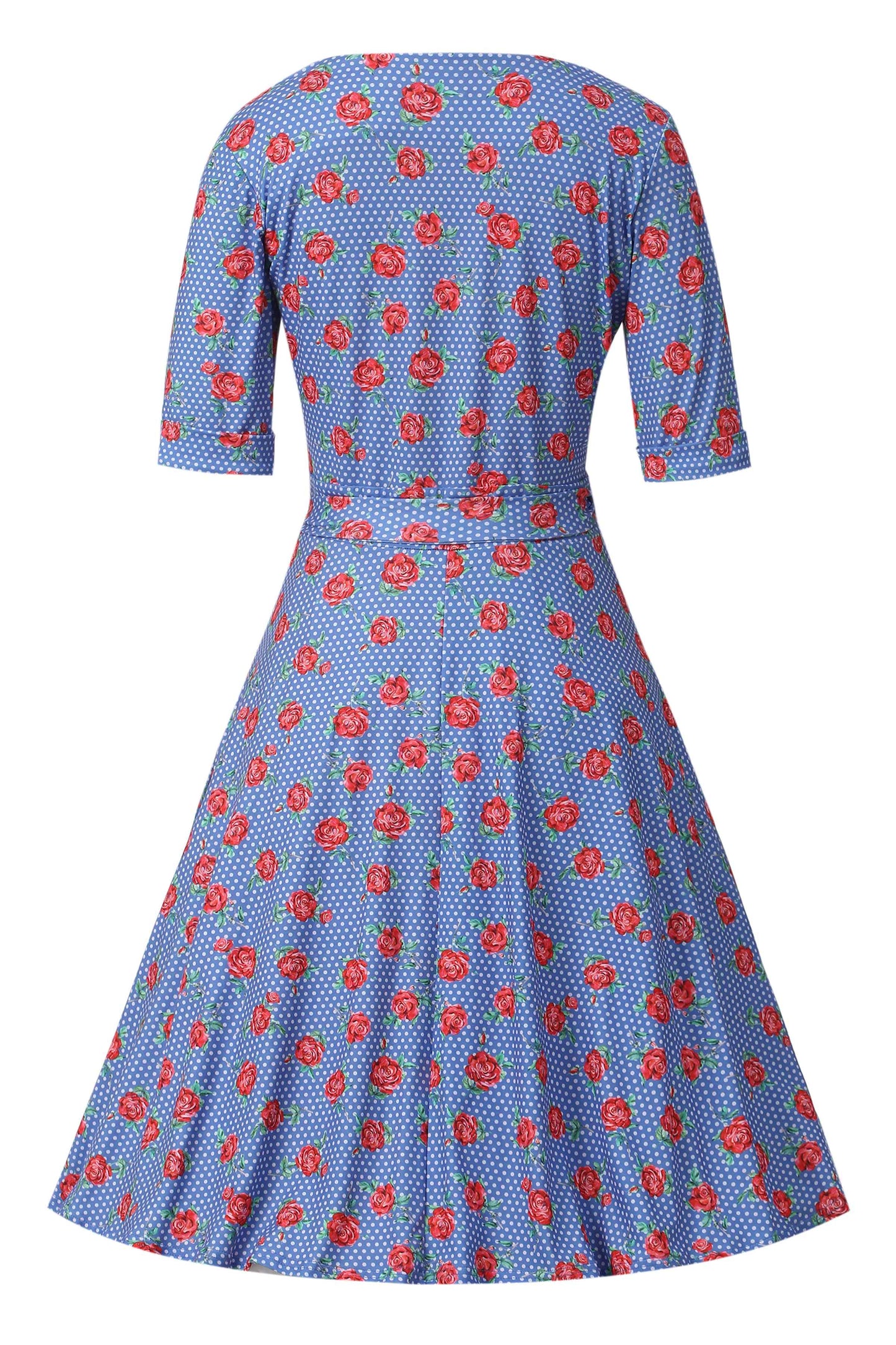 Matilda Red Rose Wrap Dress In Blue