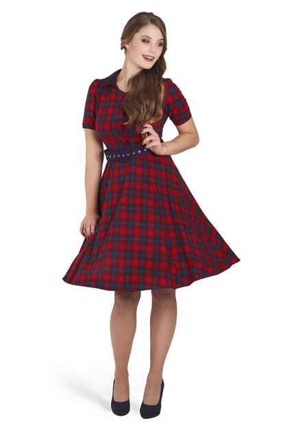 Penelope Red Tartan Shirt Dress