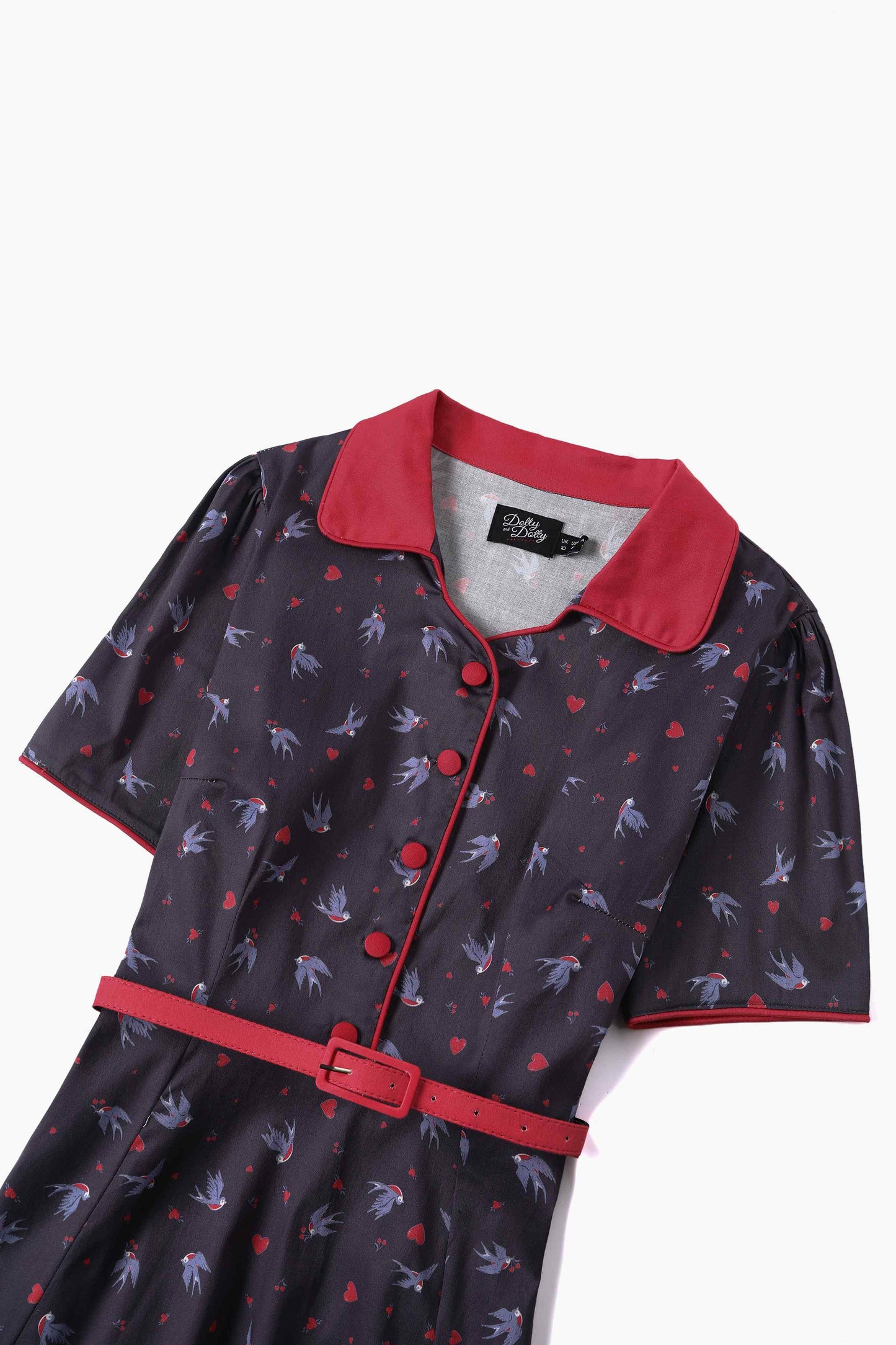 Penelope Navy Blue Swallow Shirt Dress