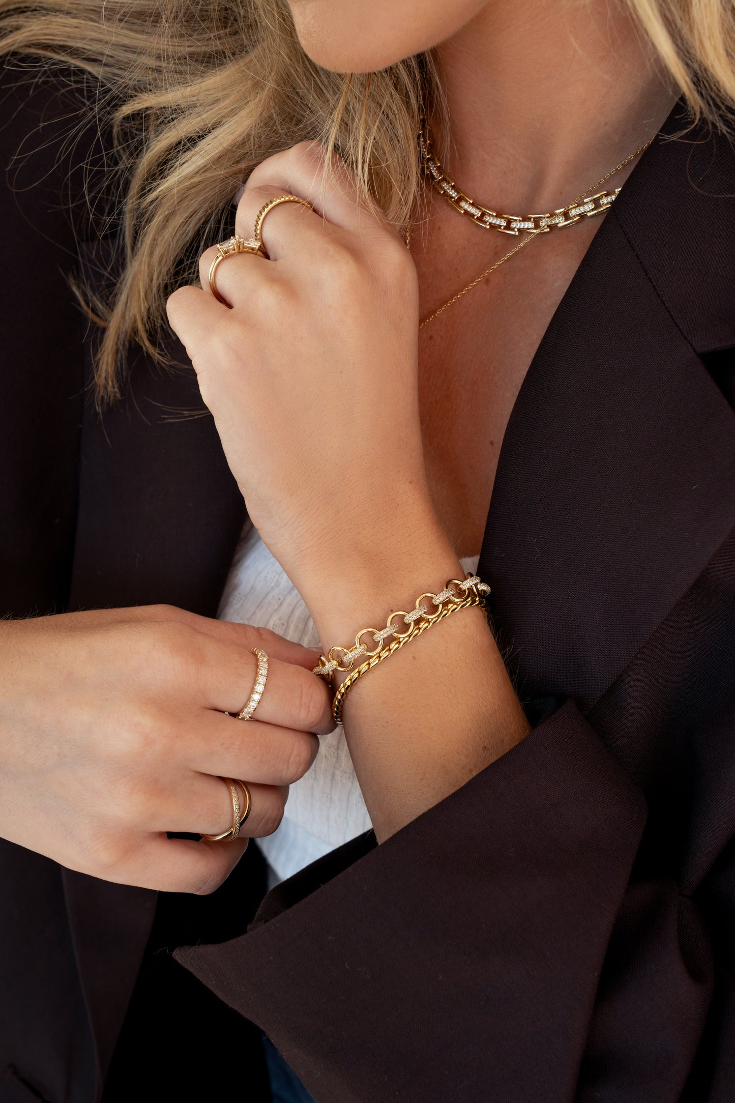 Round Pave Link Bracelet