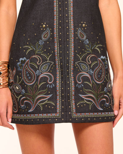 Kristen Embroidered Denim Mini Dress