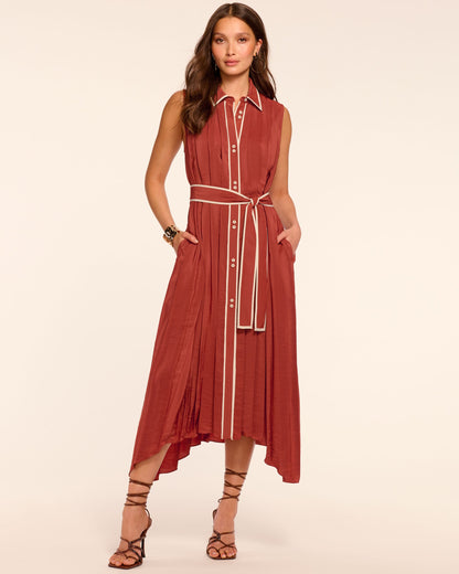 Kenneth Button Down Pleated Midi Dress
