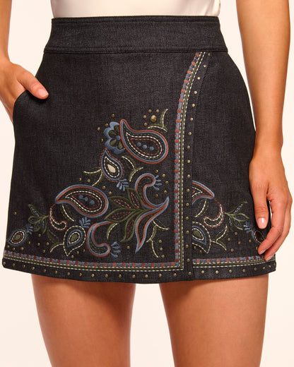 Lauren Embroidered Denim Mini Skirt