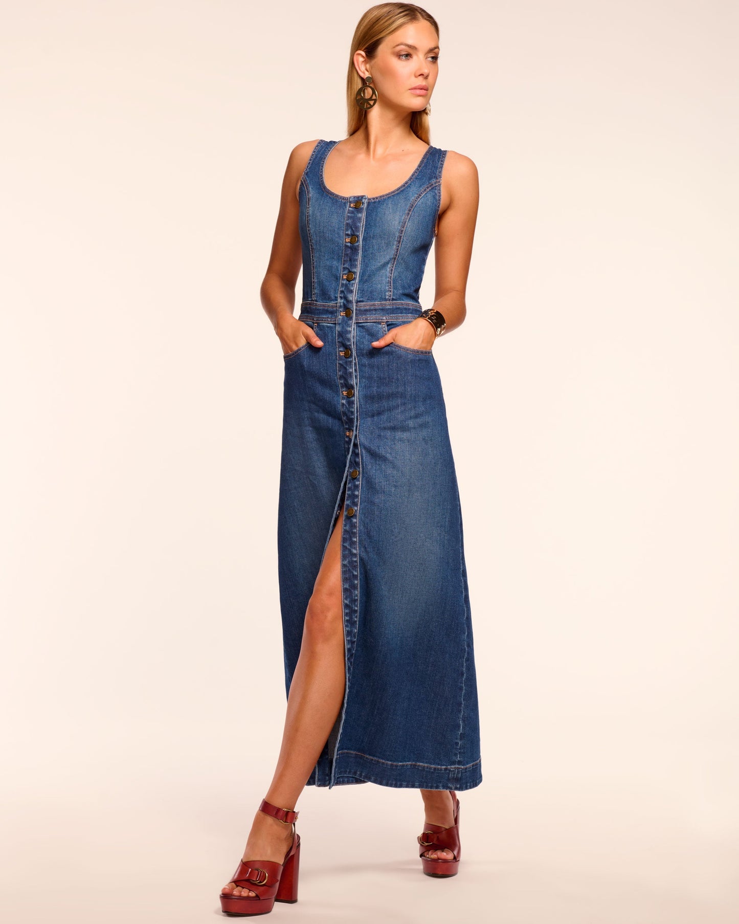 Madeleine Sleeveless Denim Maxi Dress