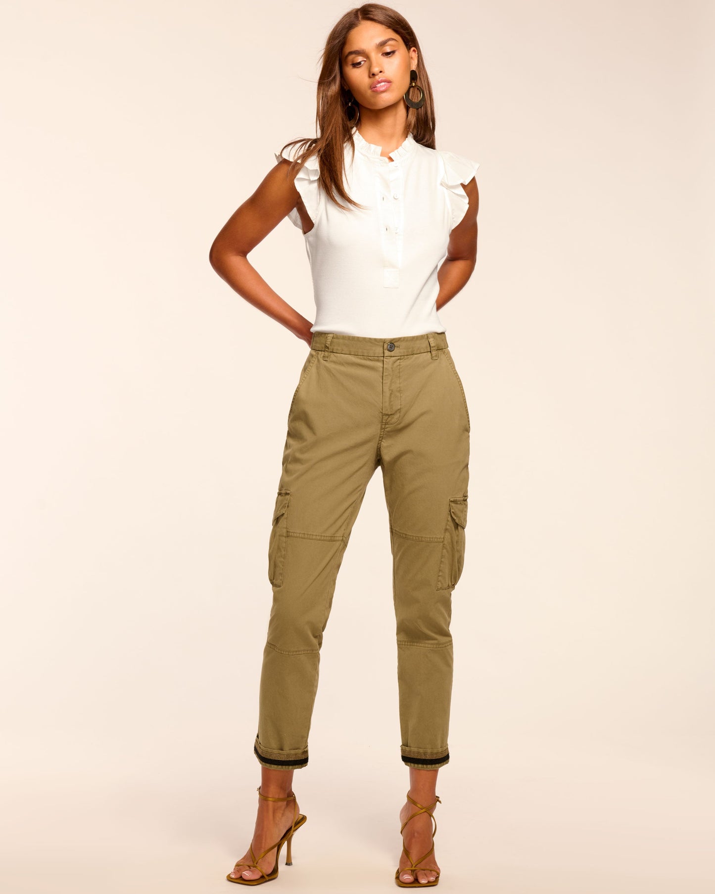 Isabelle Canvas Ankle Length Pant | SAFARI GREEN