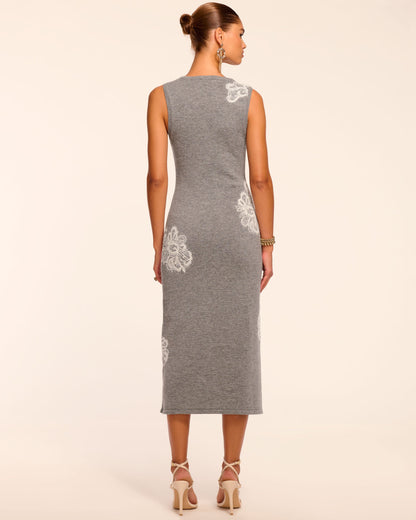 Luciana Wool Embellished Sweater Midi Dress