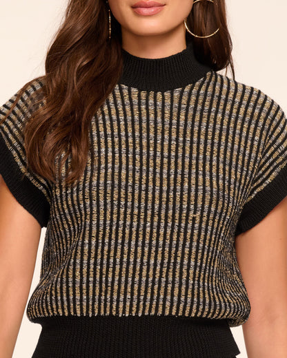 Hannah Wool Blend Metallic Short Sleeve Sweater