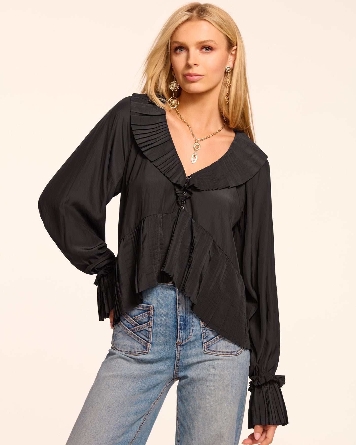 Jacklyn V-Neck Long Sleeve Blouse