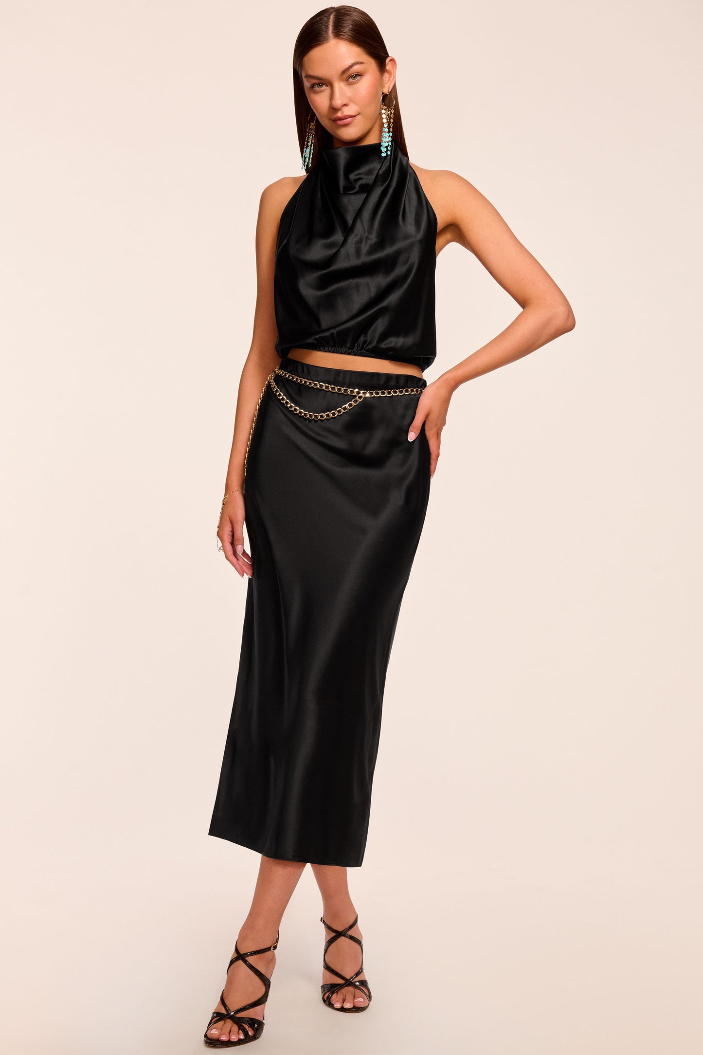 Krisia Silk Slip Midi Skirt