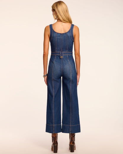 Janet Cropped Wide Leg Denim Jumpsuit
