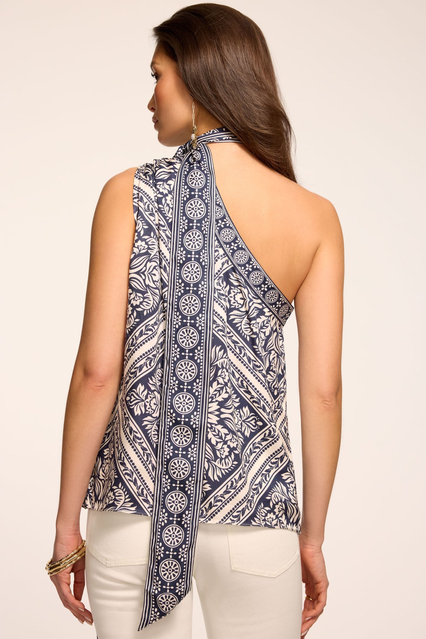 Lowell Printed One-Shoulder Top