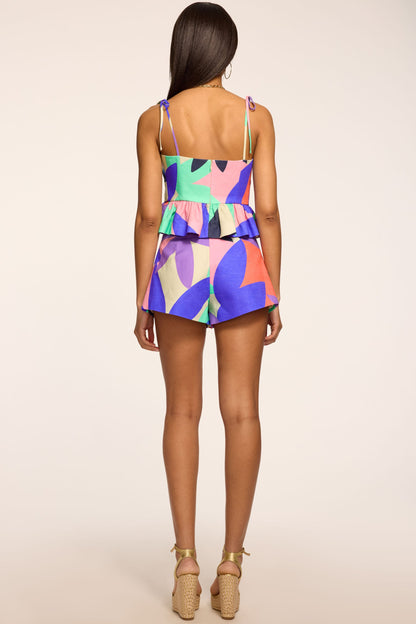 Iris Printed Linen Mini Short