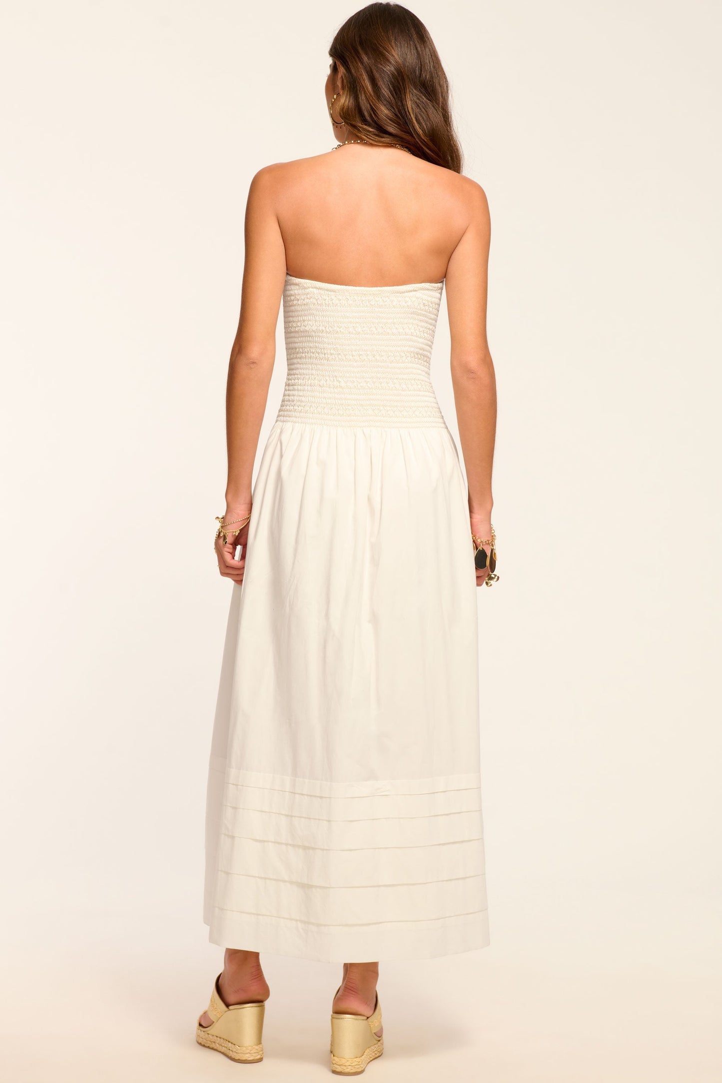 Jace Cotton Poplin Smocked Maxi Dress | WHITE