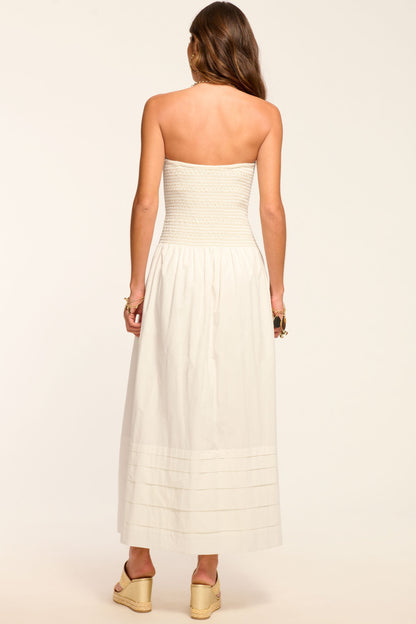 Jace Cotton Poplin Smocked Maxi Dress | WHITE