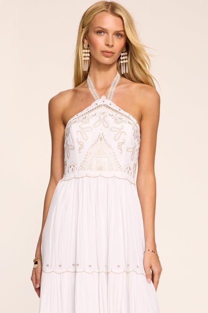 Kenna Embroidered Midi Dress | IVORY
