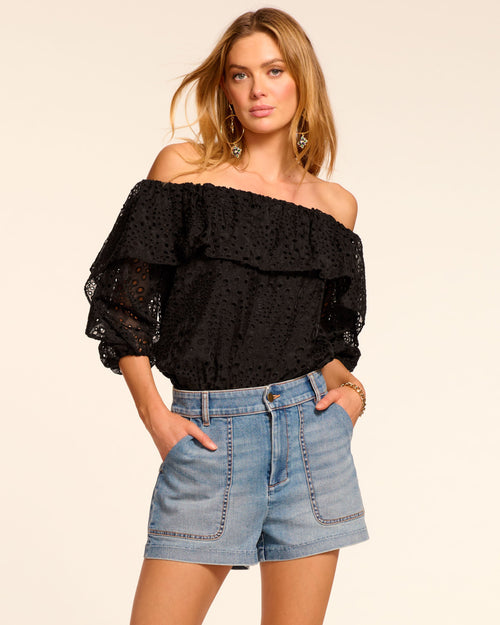 Hilary High Waisted Denim Mini Short