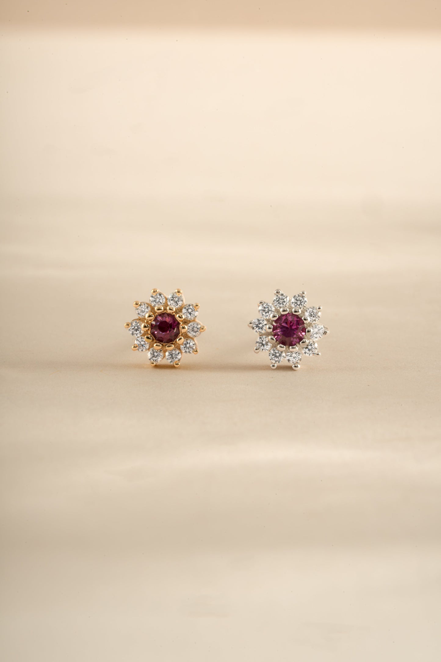 Ruby Dainty Flower Studs