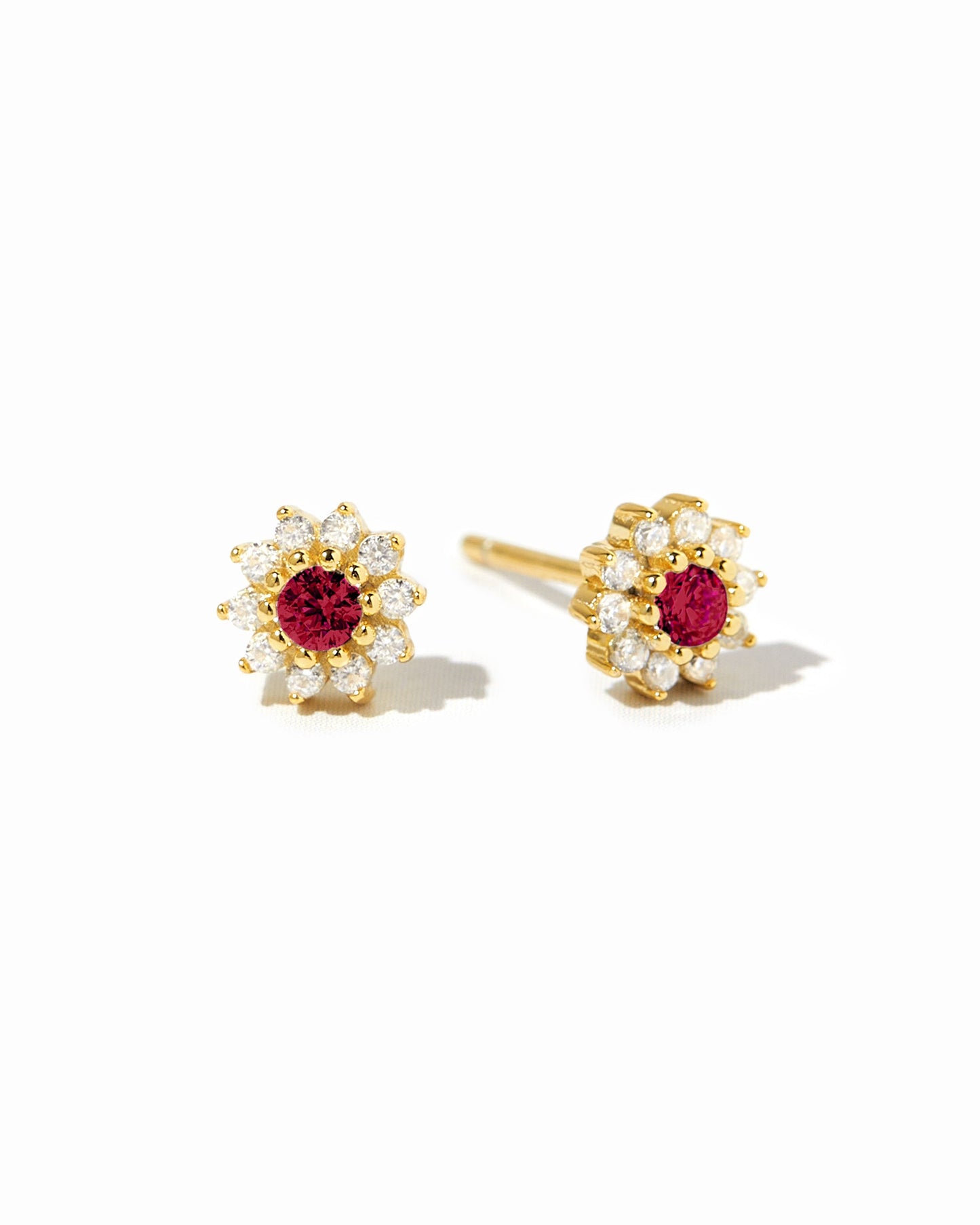 Ruby Dainty Flower Studs