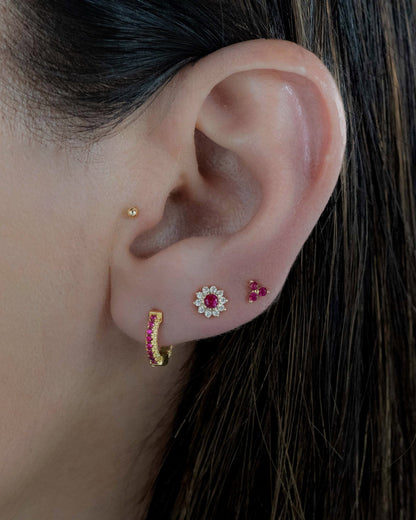 Ruby Dainty Flower Studs