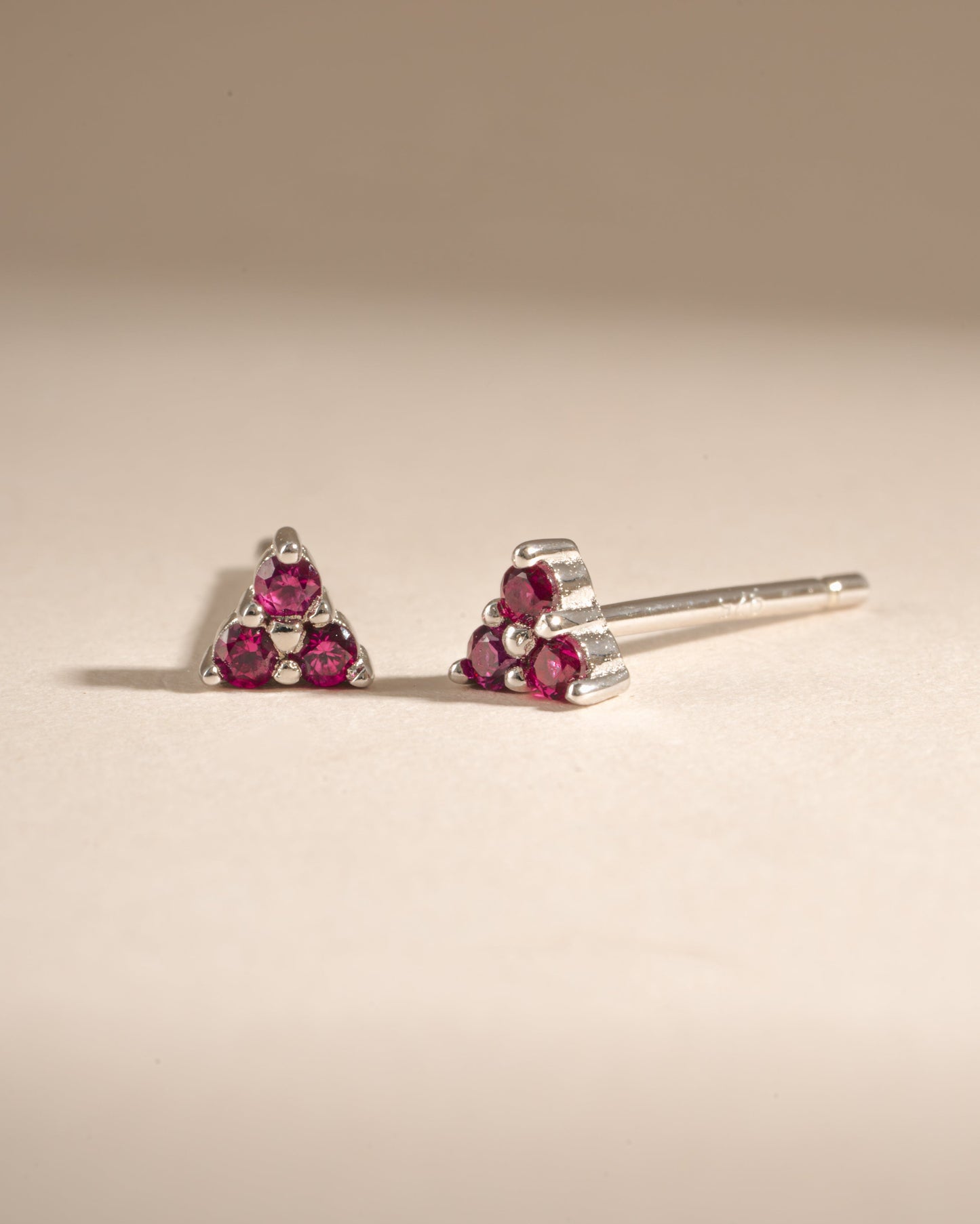 Tiny Ruby 3 Stone Studs