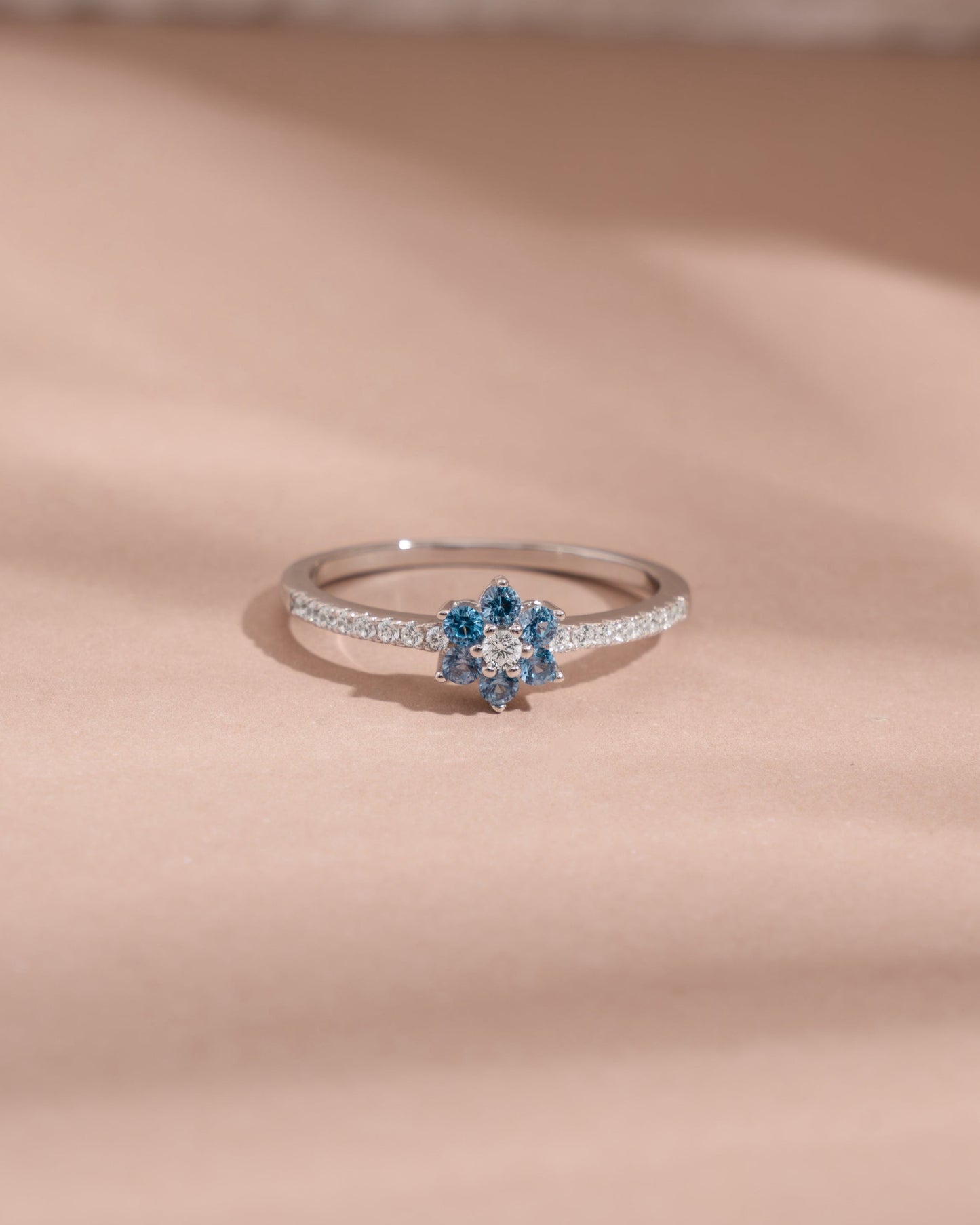 Aquamarine Flower Ring