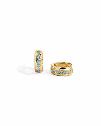 Stripe Aquamarine Huggie Earrings
