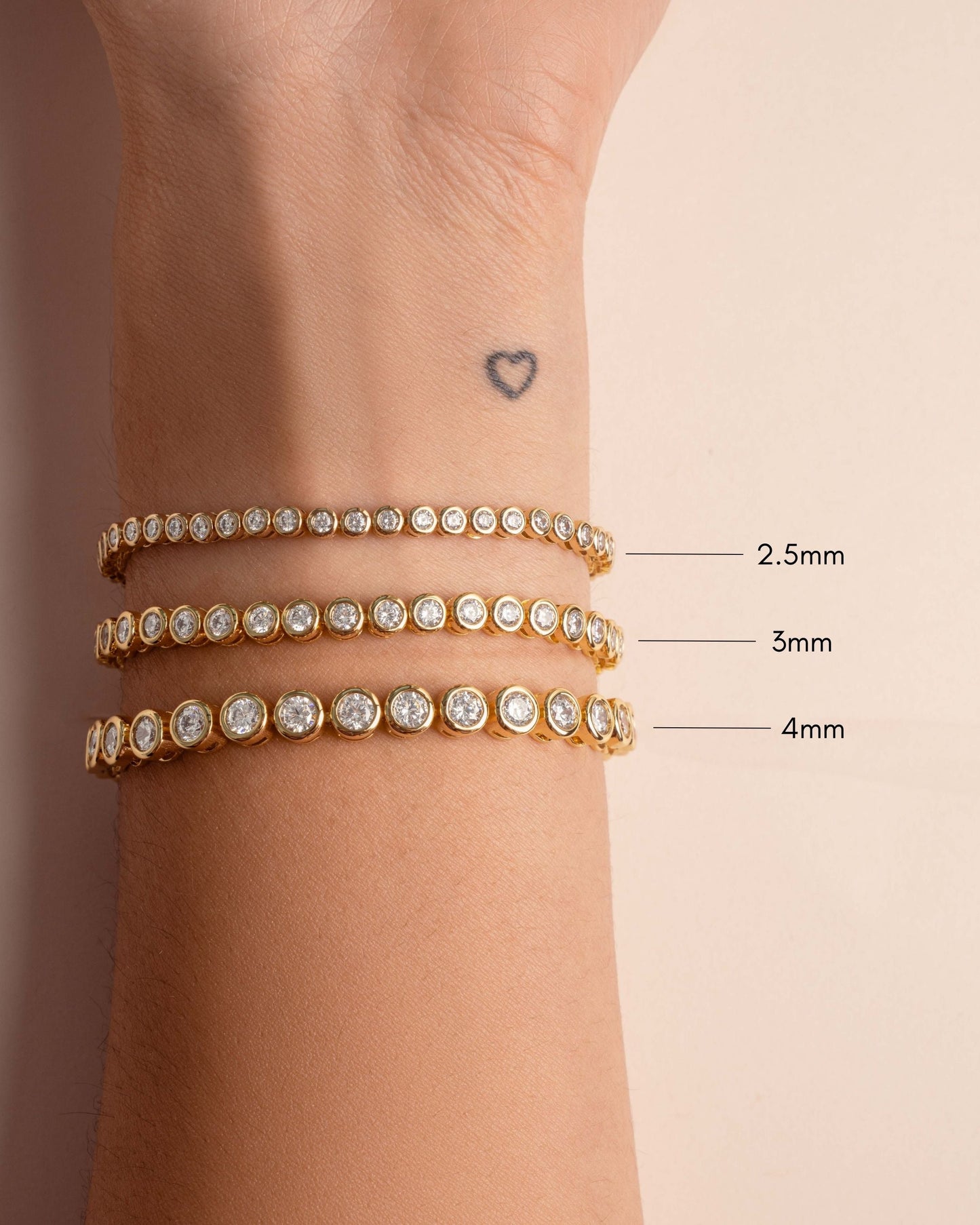 3mm Round Bezel Tennis Bracelet