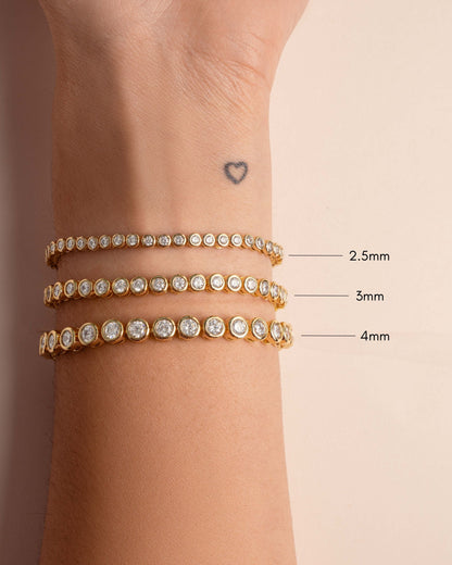 3mm Round Bezel Tennis Bracelet