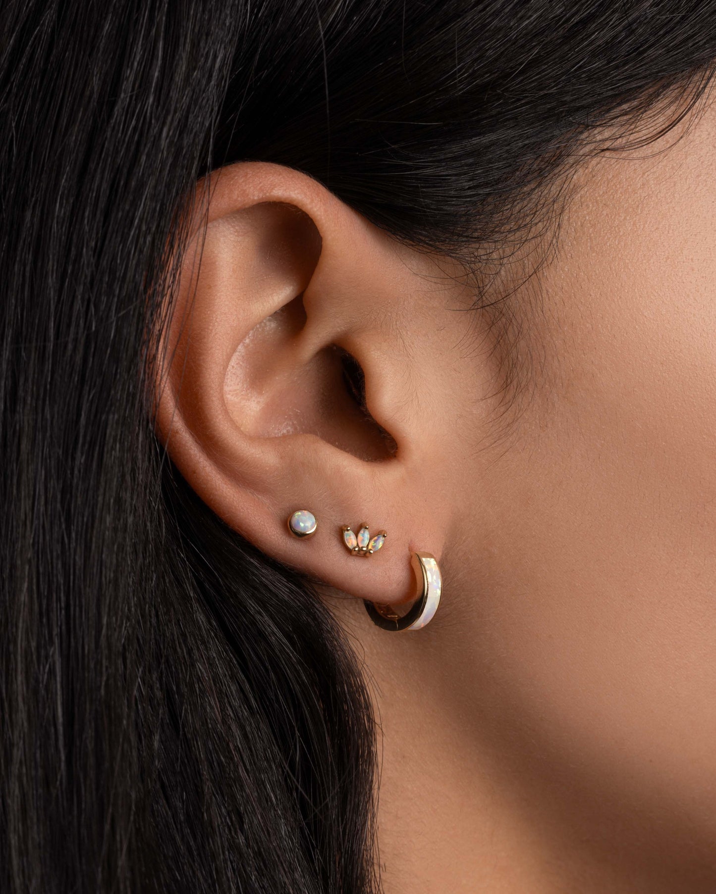 Tiny Opal Petal Studs