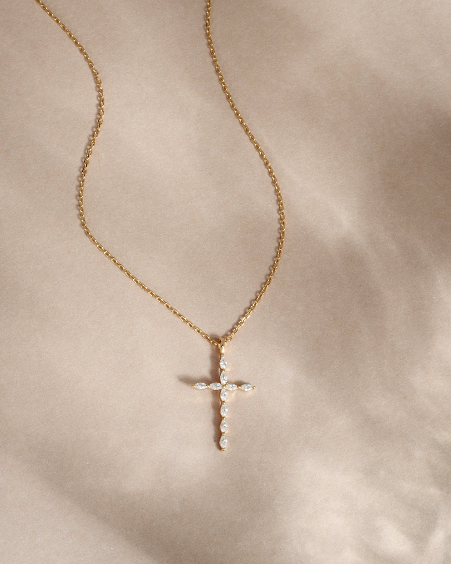 Marquise Cut Cross Necklace