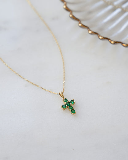 Emerald Cross Necklace