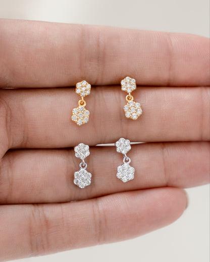 Diamond Flower Charm Studs