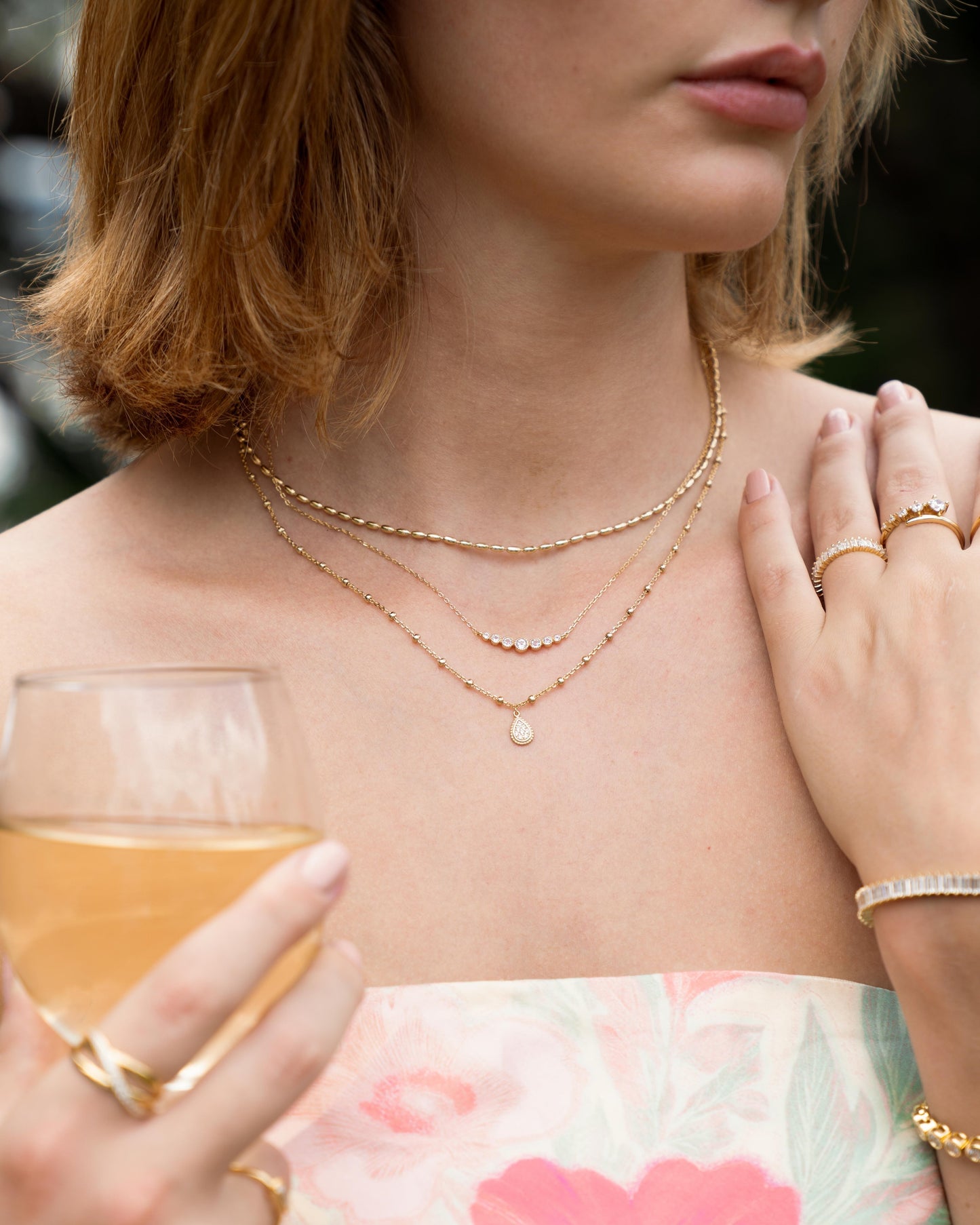Bezeled Gradient Bar Necklace