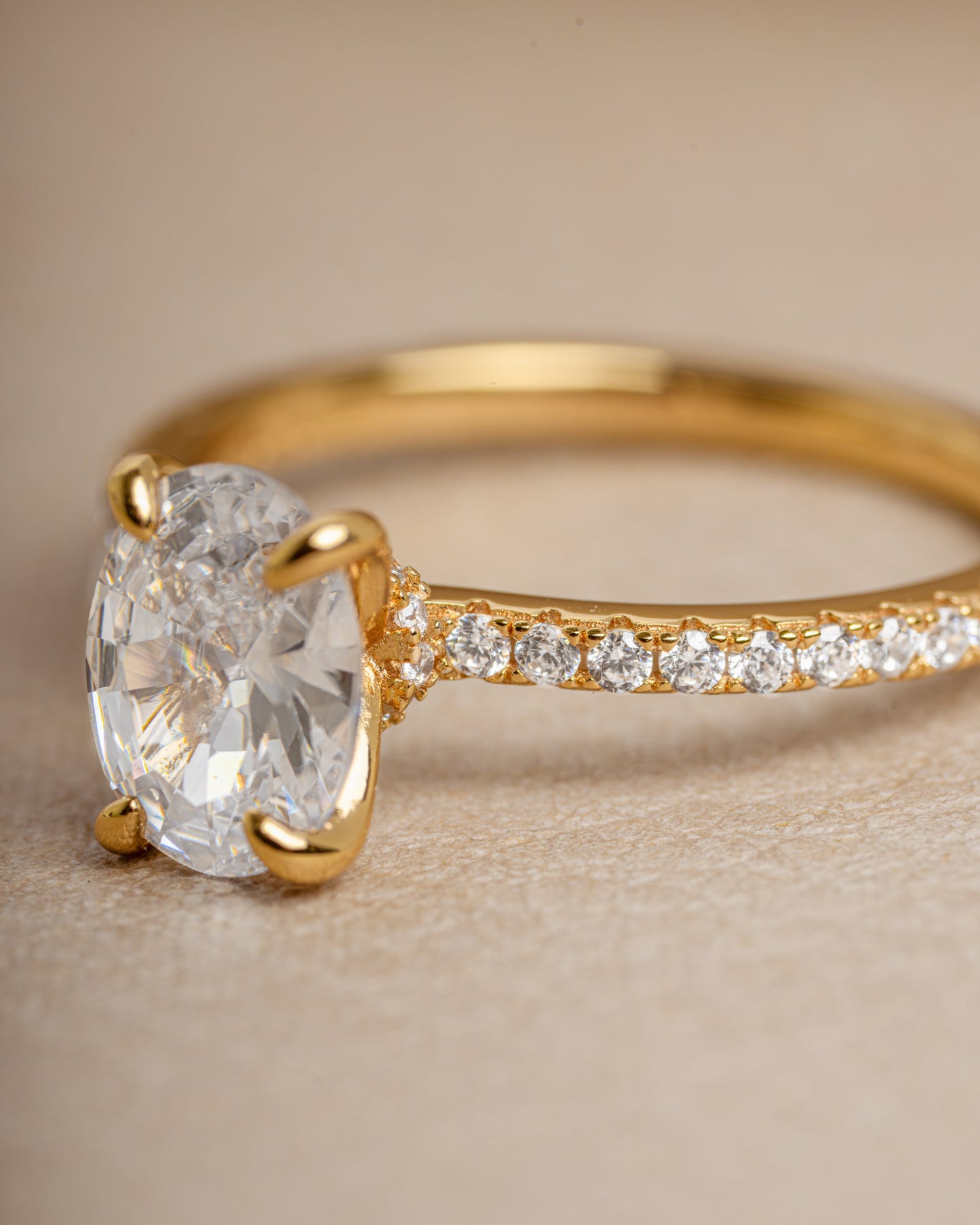 Oval Pave Band Engagement Ring