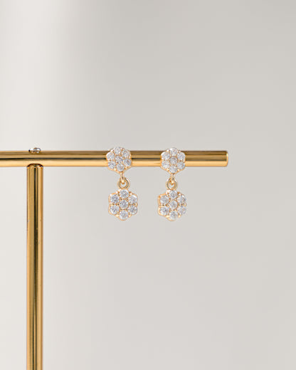 Diamond Flower Charm Studs