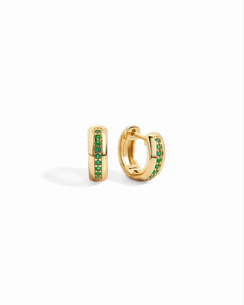 Stripe Emerald Huggie Earrings