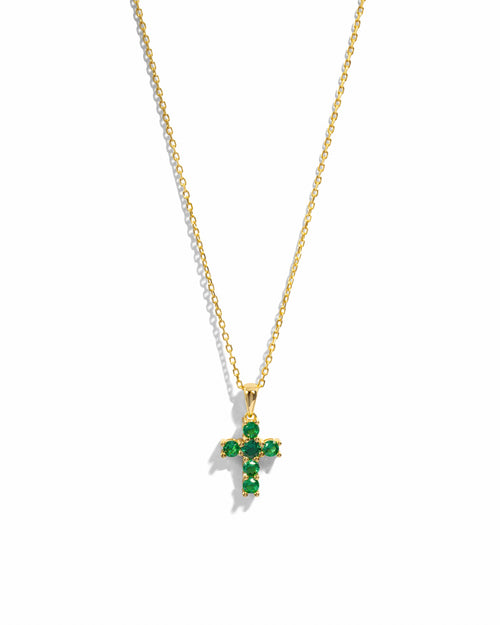 Emerald Cross Necklace