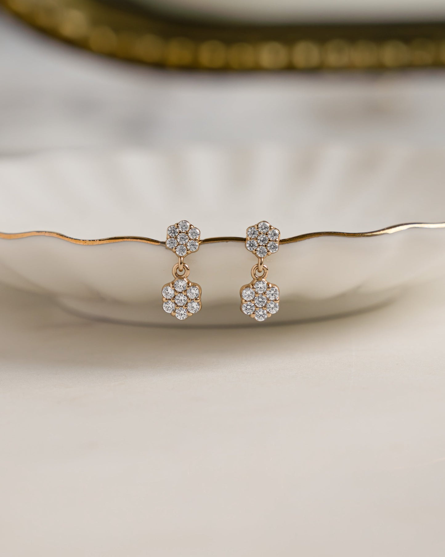 Diamond Flower Charm Studs